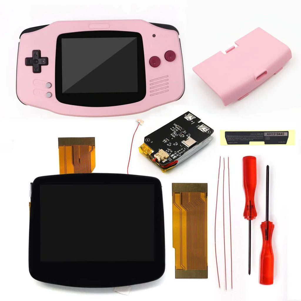 Hispeedido TYPE-C 1800 mah Battery Drop in 3.0" V5 Laminated LCD display For GBA IPS highlight screen  w/ UV housing Shell