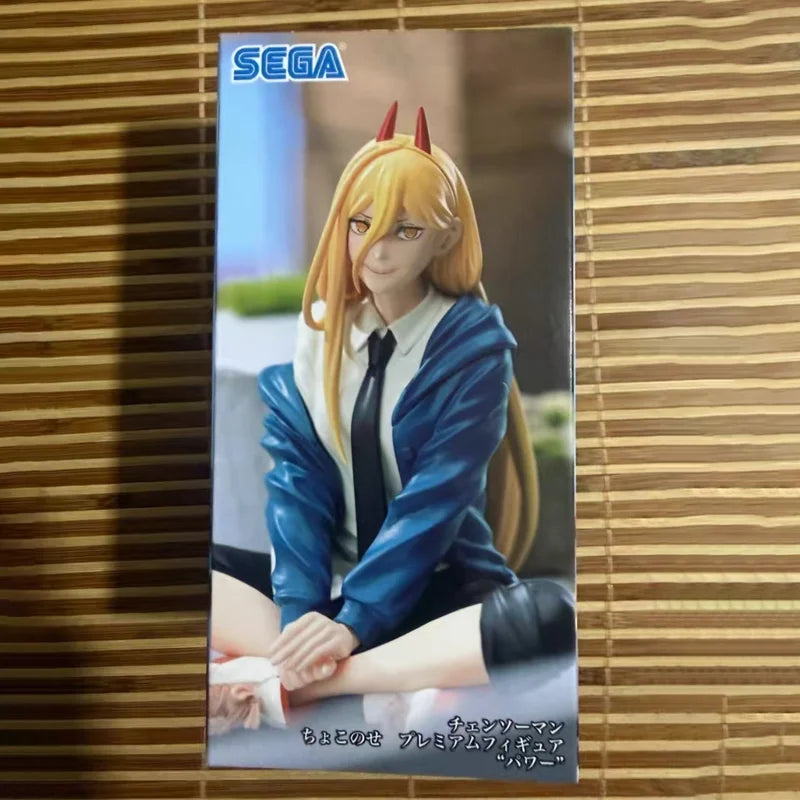 in stock Genuine SEGA PM Chainsaw Man Denji and Power sitting posture PVC about 15cm Anime Figure Model  Collector Figurine Toy