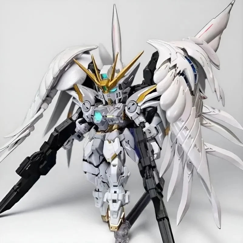 GL MGSD Wing Zero EW Snow White Version Angel Feather Drop Mech Assembly Model Kit Action Figure Desktop Decoration Doll Boy Toy