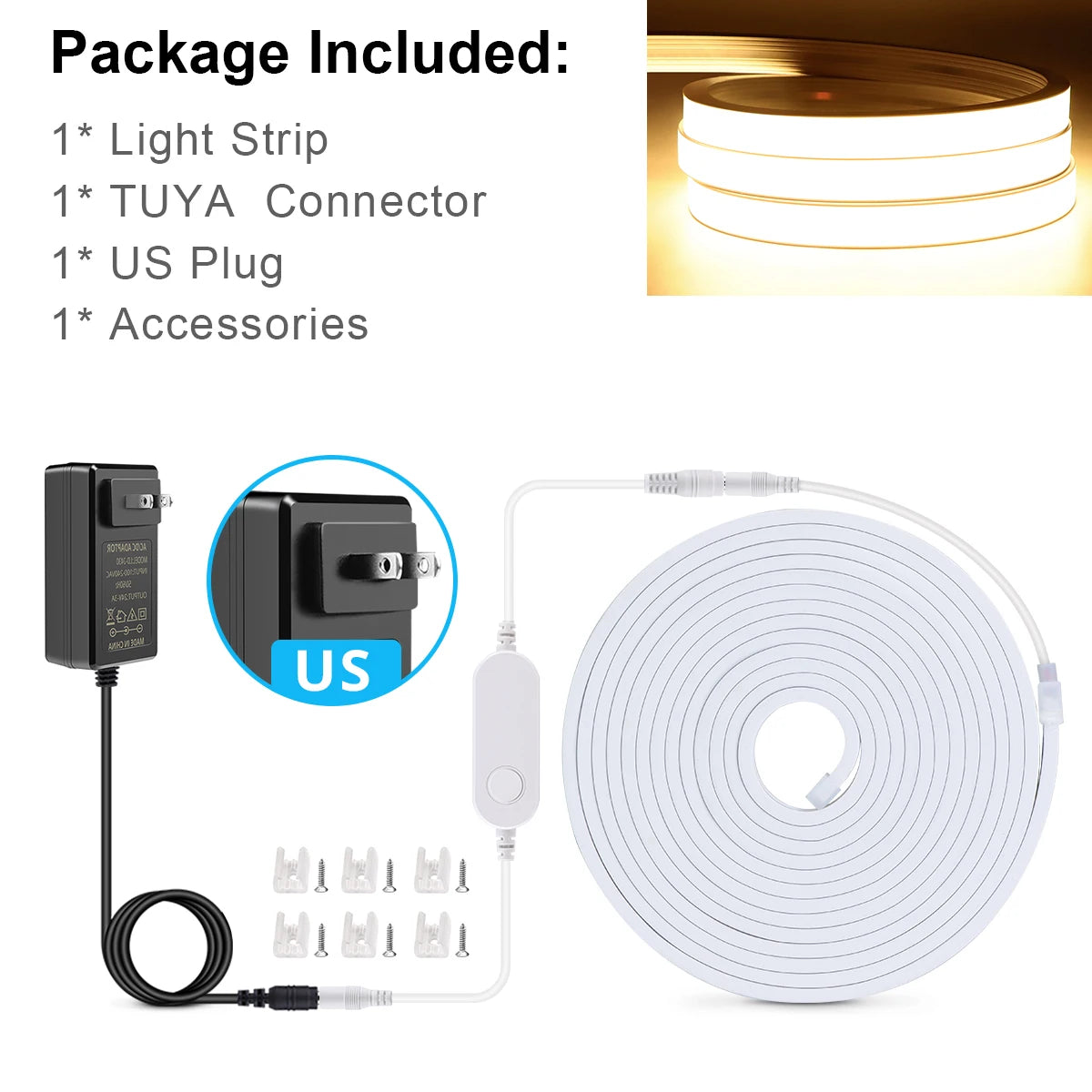 Tuya Smart WiFi APP DC 24V COB Light LED Strip Neon Silica Gel Tape Backlight DIY Home Decoration work with Alexa Google Home