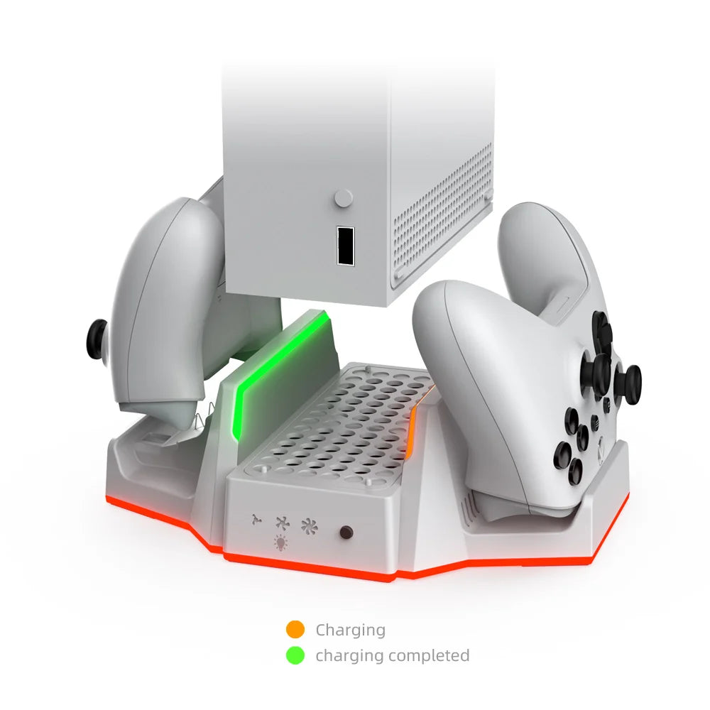 Dobe For Xbox Series S RGB Vertical Cooling  Fan Stand with Dual Controller Charger Battery Pack Charging Dock Xbox SS TYX-0663D