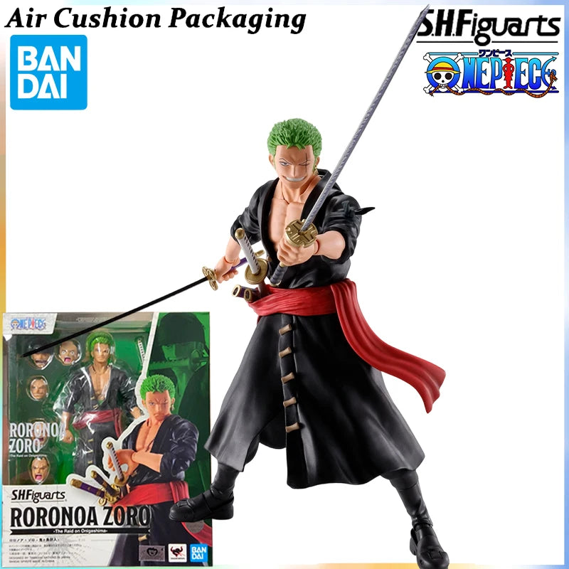 Bandai Genuine S.H.F Series One Piece Onigashima Raid Luffy Sanji Zoro Magical Anime Power of The Devil Action Figures Model Toy