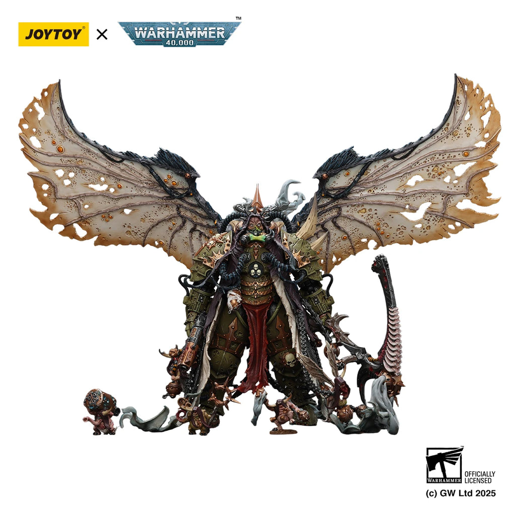 JOYTOY 1/18 Action Figures Mortarion Daemon Primarch of Nurgle with Ancient weapons‘The Lantern' and ‘Silence'