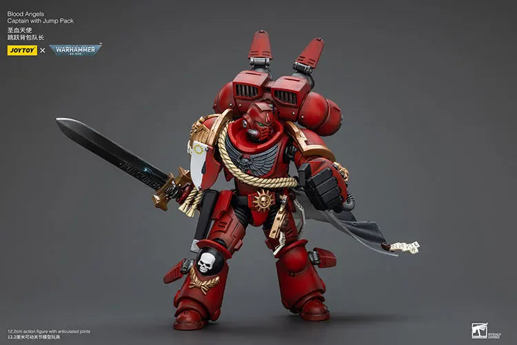 Joytoy Warhammer 1/18 Action Figures Blood Angels Jump Pack Squad Captain with Jump Pack Model Toy Boy Gifts 3.75inch