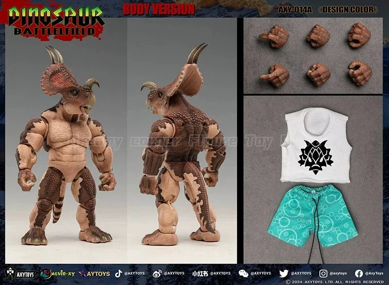 【In Stock】Original AXYTOYS AXY-011A AXY-012A AXY-013A AXY-014A Dinosaur Battlefield Horned Dinosaur 1/12 Action Figure Toy Model