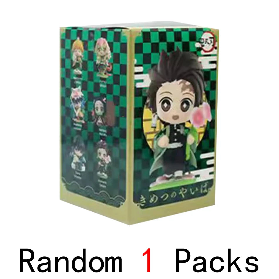 Anime 6Pcs/Set Q Version Demon Slayer Figurine  Boxed Model Ornament Accessory Cartoon Movability Kits Mascot Kid Toy Gift