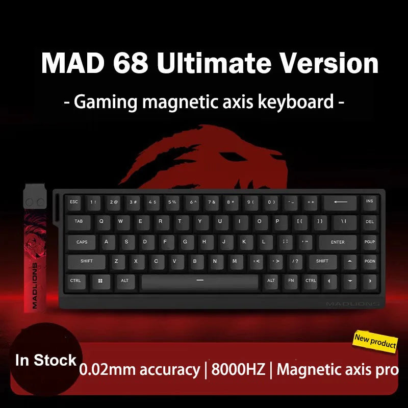 MADLIONS MAD 60/68HE Gaming-Tastatur mit magnetischem Schalter, kabelgebunden, Key Web Drive, benutzerdefiniertes 8K 61/68 Return RT, einstellbarer Tastenanschlag, Hot Swap