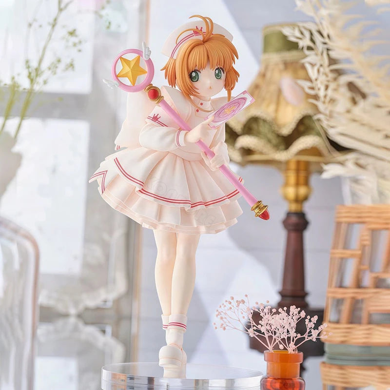 22cm Cardcaptor Sakura Sakura Kinomoto Nurse Anime Girl Figure Card Captor Sakura Kerberos Action Figure Model Doll Toys Gifts