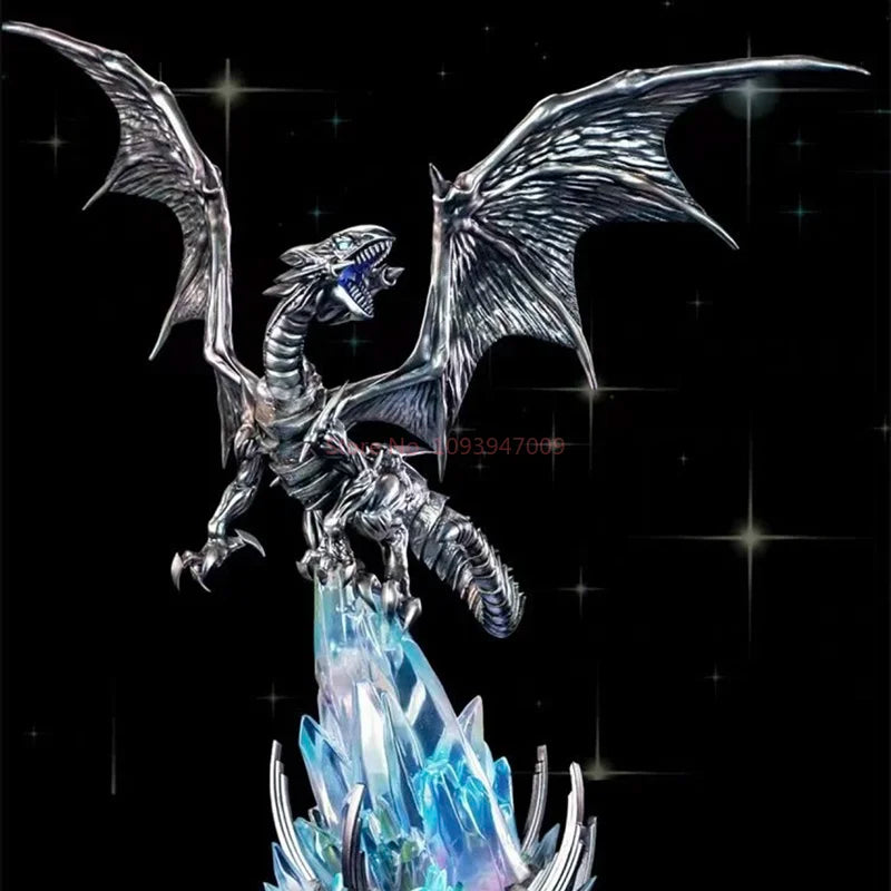 Generic Yu Gi Oh Series Blue Eyes White Dragon Light Up Figure With Ice Base Anime Collectible Desktop Decoration For Game Fans
