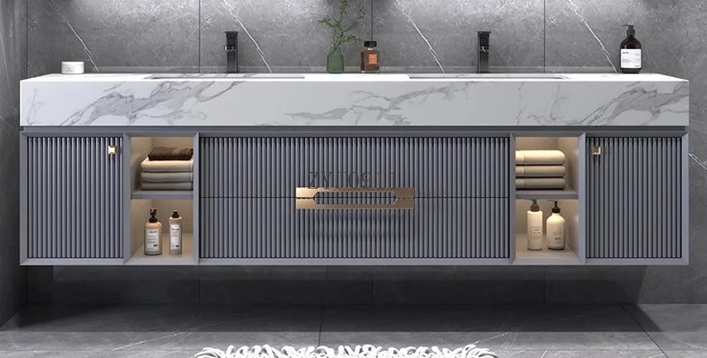 Hot Sale Best Quality Bathroom Double Sink rock stone  Vanity Luxury Bathroom Cabinet