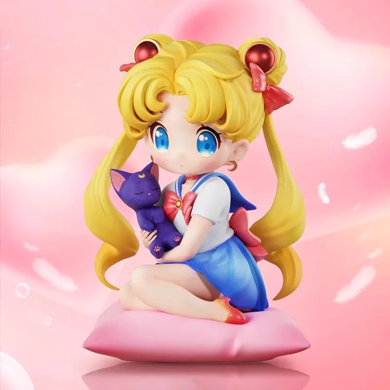 Sailor Moon Anime Figure Q Version Tsukino Usagi Figures Collection Statue Model Desktop Decoration Doll Kids Toy Birthday Gift