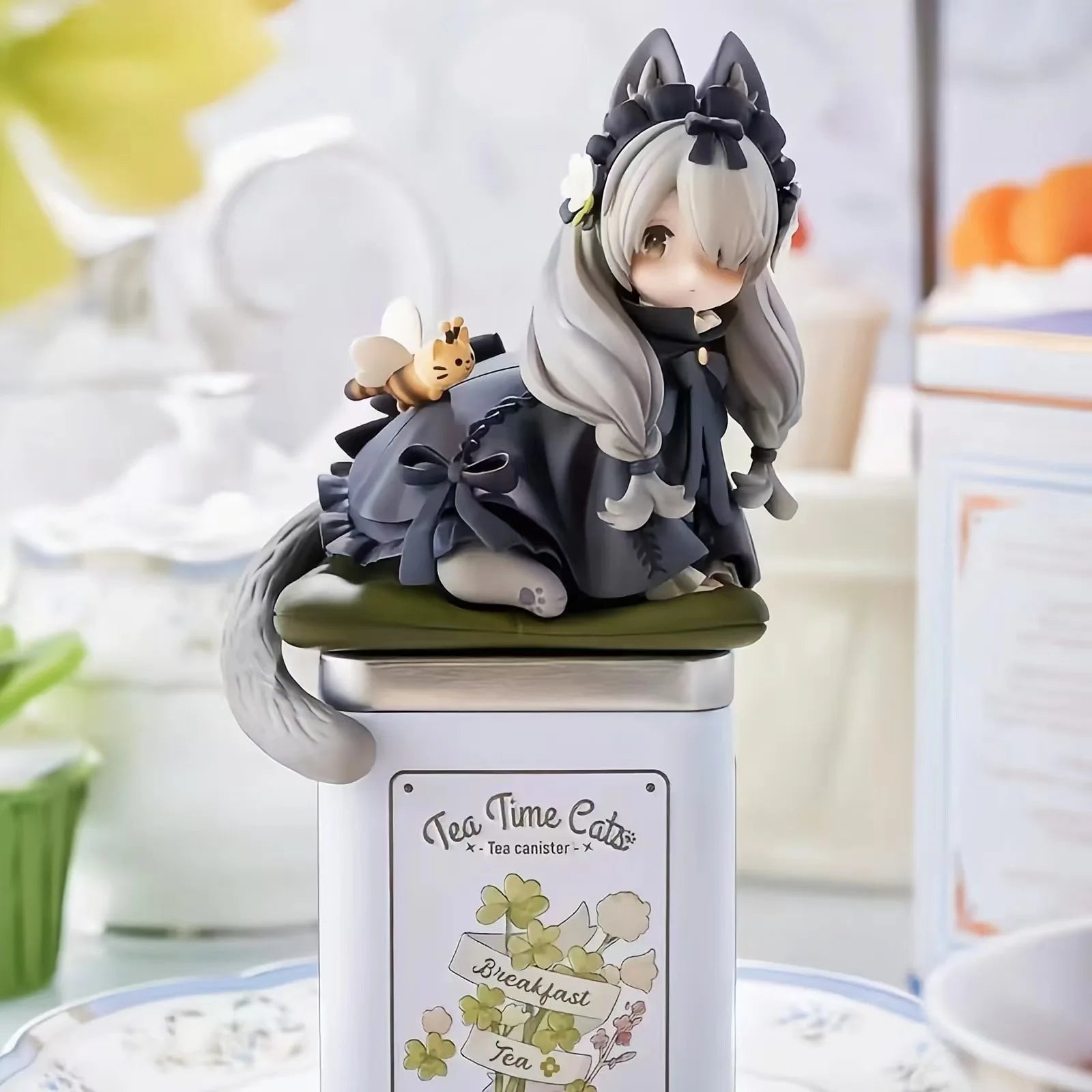 Replaceable Face Soybean Poer  Girl  Mobile Phone Stand Tea Par  Host Car Decoration Anime Figure Collectible