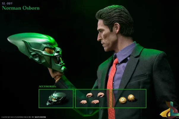 SLCUSTOM SL-005 1/6 Collectible Toys Green Goblin Spider-Man Villain Norman Osborn Willem Dafoe Soldier 12'' Action Figure Model