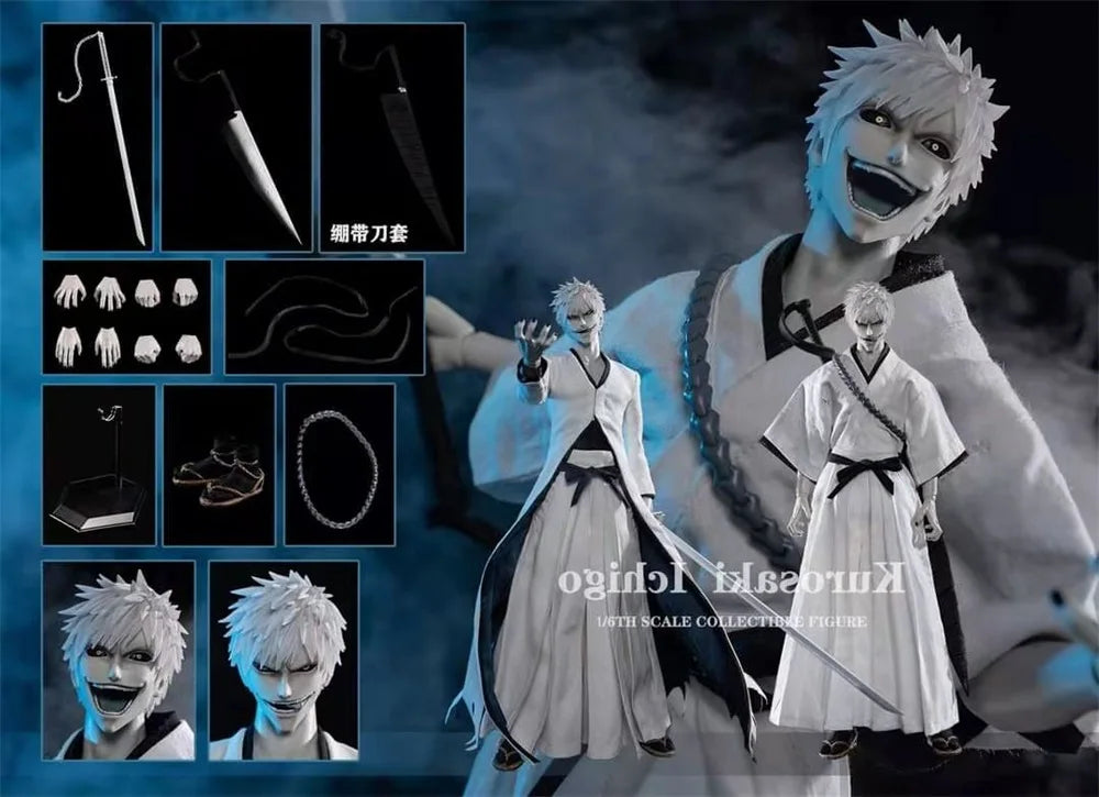 GAMETOYS GT-004 1/6 Male Soldier White Lord Void White Ichigo Double Head Carving Full Set 12'' Action Figures Model In Stock