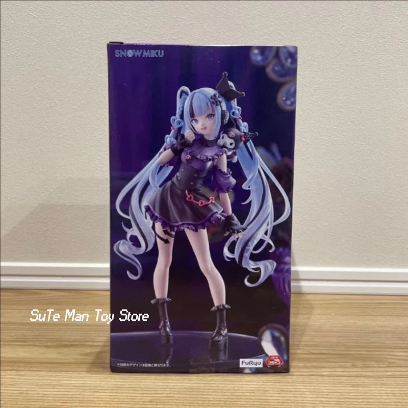 Genuine FuRyu Hatsune Snowmiku Kuromi Action Figure Trendy Doll Garage Kit Desktop Ornament Decoration Toy Girl Birthday Gift