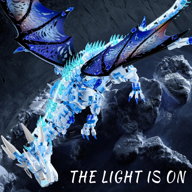 NEW 1646PCS BIG Ice Dragon Building Blocks Animal Model Fire Breathing Dragon Bricks Desktop Display Toys For Kids Gifts Decor