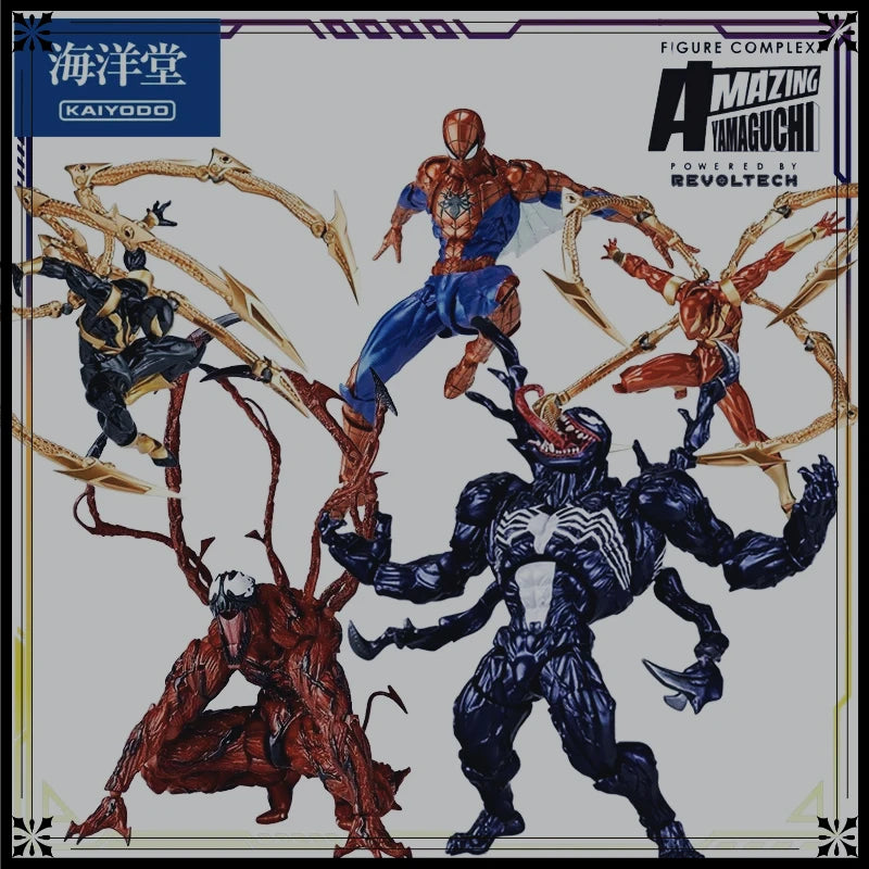 KAIYODO Original Revoltech Venom/Spider-Man 2.0 Version Fully Articulated Action Figure Model Toy Collectible Gift for Boys