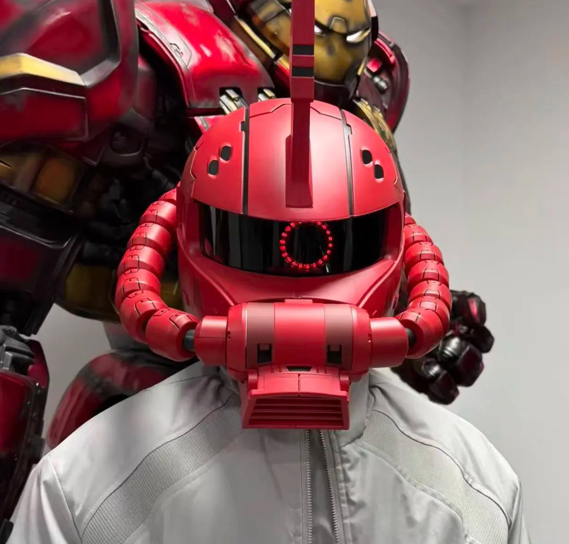 Zaku Wearable Helmet Cosplay Prop Replica With Water Slide Decals Base Usb Charging Cable Trendy Anime Figure Model Collect Toy