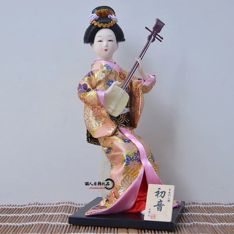 12inch Japanese Geisha Doll Statuette Sitting Figurine Japanese Kimono Kokeshi Kabuki Geisha Handicraft Ornament Birthday Gift