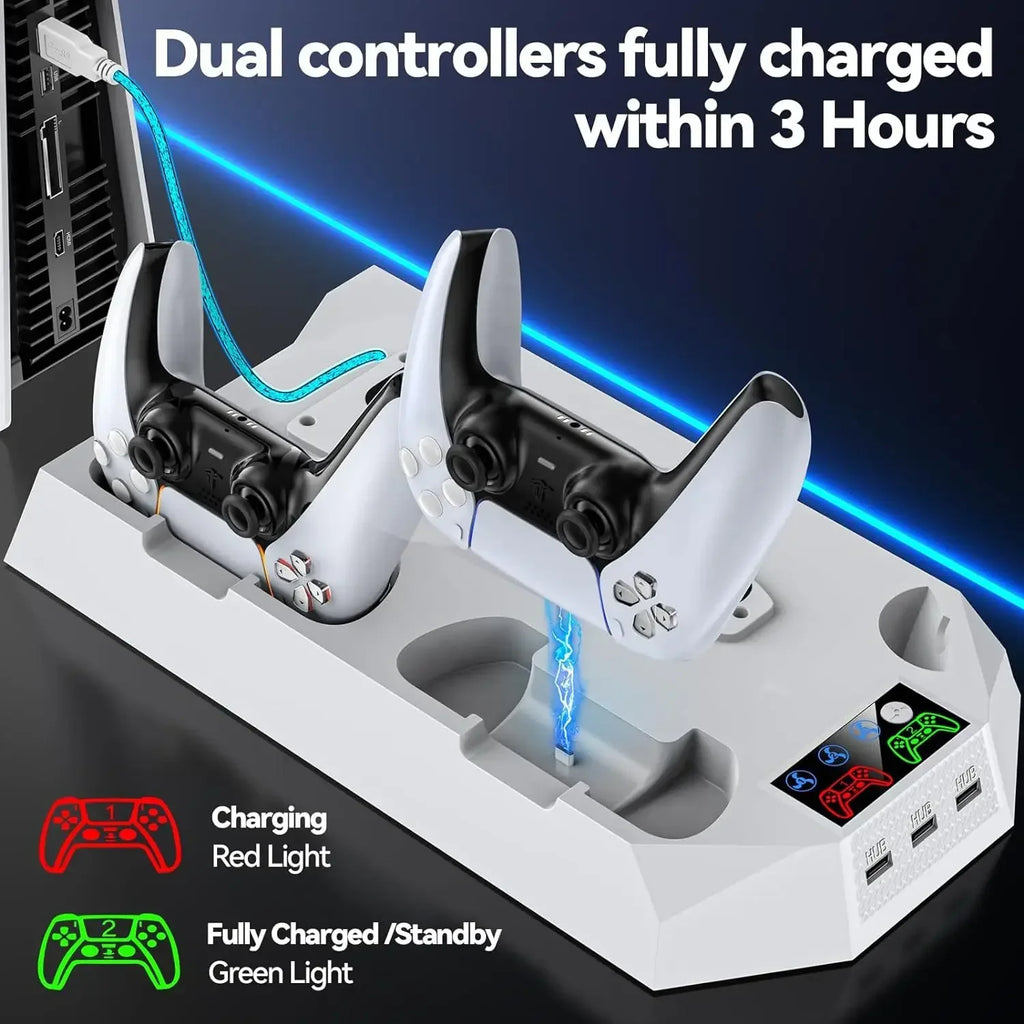 Cooling Stand for PS5/PS5 Slim Console Controller Gamepad Charging Station Cooling Dock for Playstation 5 Console Disc/Digital