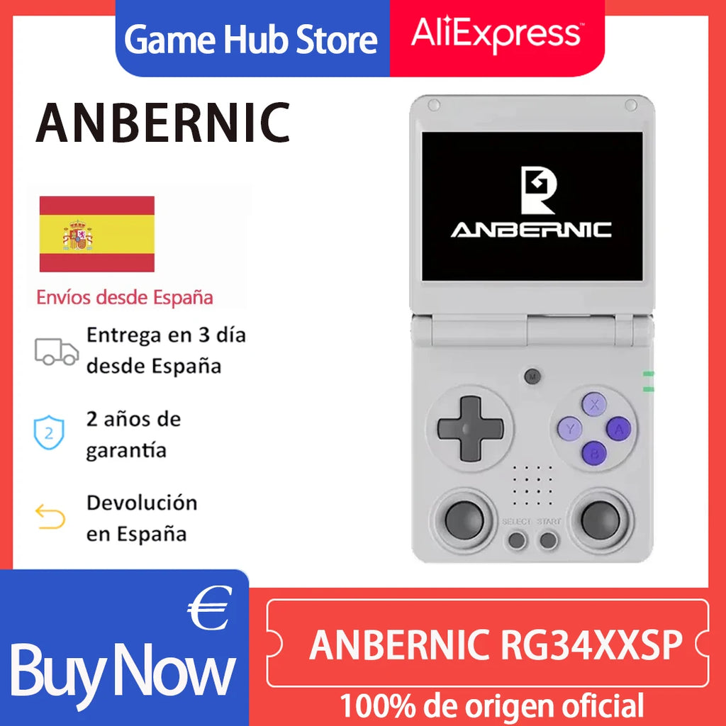 ANBERNIC RG34XXSP Flip Handheld Console 3.4'' IPS Screen Linux 64-bit 64G 5000+ Games Supports 5G WIFI HD-MI TV Output Streaming