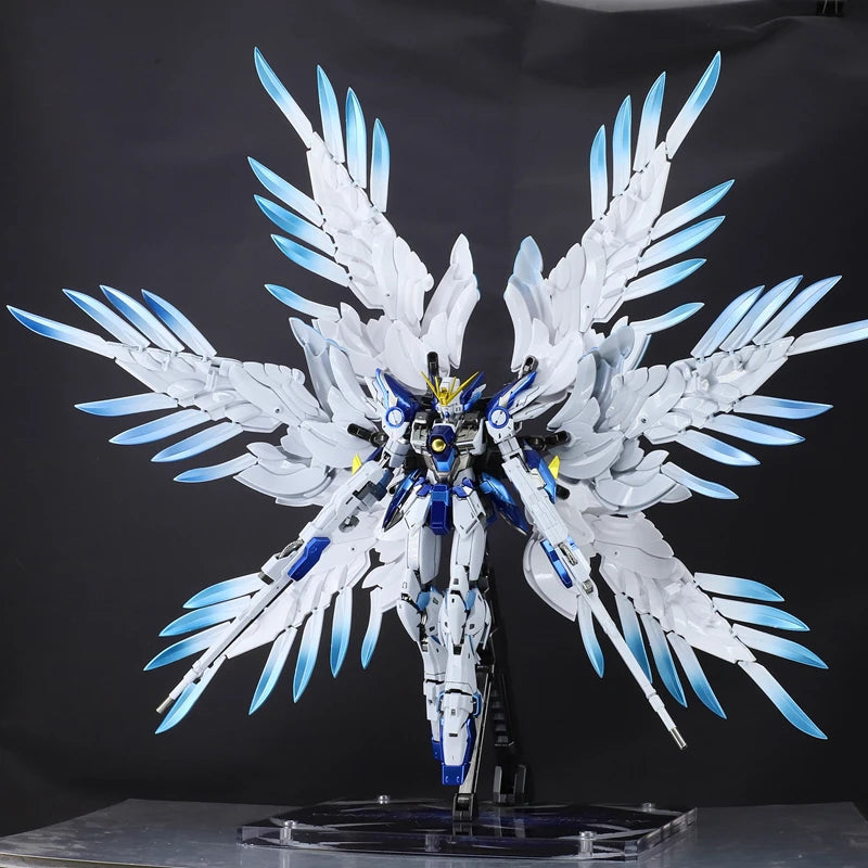 Bandai  MG 1/100 Ice Blue Angel FLYWING ZERO TITANUM FINISH Model Kit Anime Action Fighter Assembly Models Collection Kids Gift