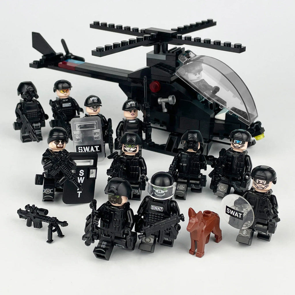 Shield ghost swat humanoid dolls, building blocks, digital action figures assembled toys reptile children's educational toys