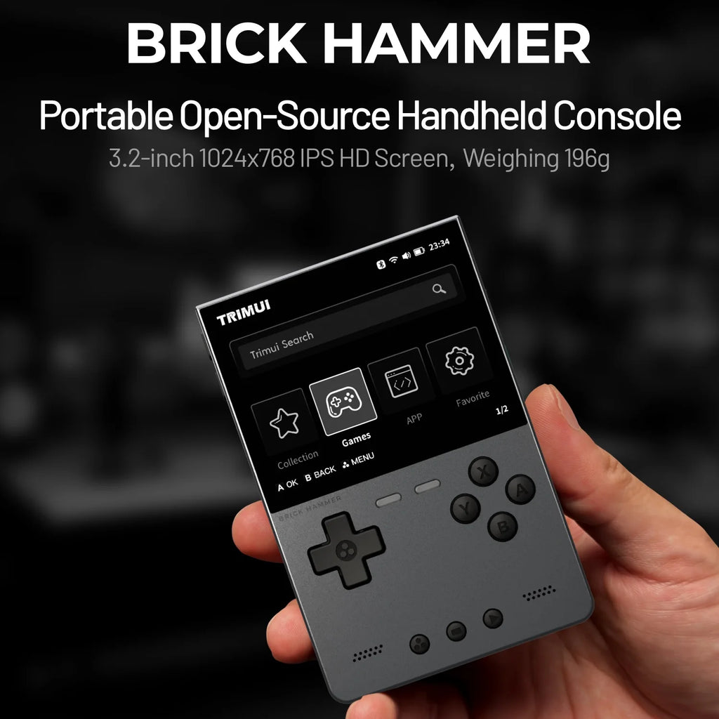 TRIMUI BRICK Hammer Handheld Game Console CNC Aluminum Alloy 3.2''IPS Screen A133P Linux OS LED Lighting Free Keycap Palyer Gift