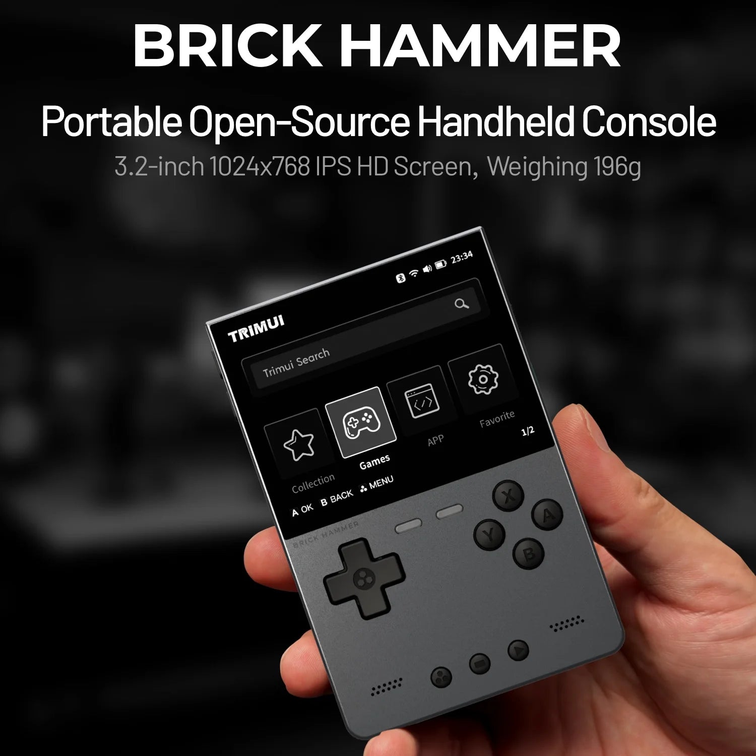 TRIMUI BRICK Hammer Handheld Game Console CNC Aluminum Alloy 3.2''IPS Screen A133P Linux OS LED Lighting Free Keycap Palyer Gift
