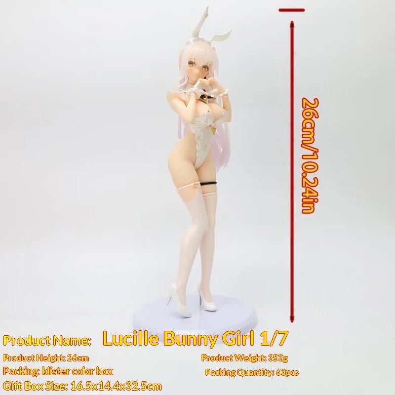 Lucille Bunny Girl Anime Figure Cute White Haired Maid Style Collectible Model Desktop Decoration For Anime Fans Display Statue