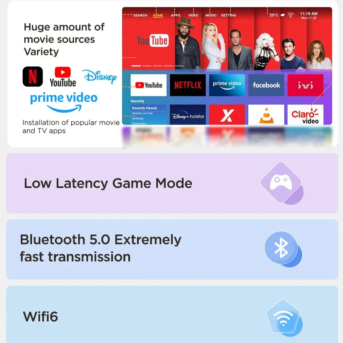 Lenovo Full HD 1080P tragbarer WIFI-Android-Heimprojektor Xiaoxin 100S 2 + 32G großer Speicher 6D Keystone LCD-Filmprojektor