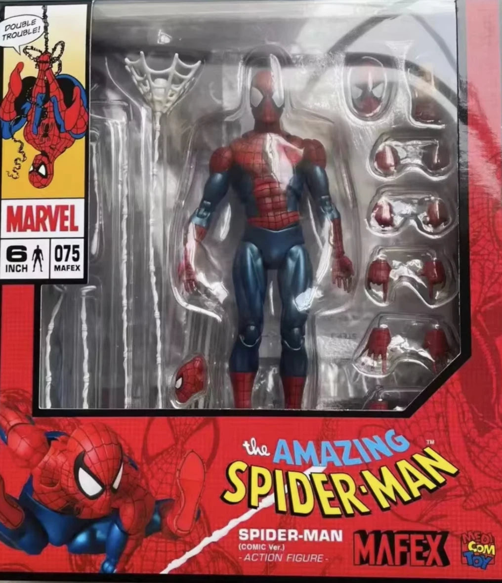 In  Stock 100% Original Reissue Medicom Toys Mafex 075 Spiderman Comic Version No.075 Action Figure Model Collection Gift