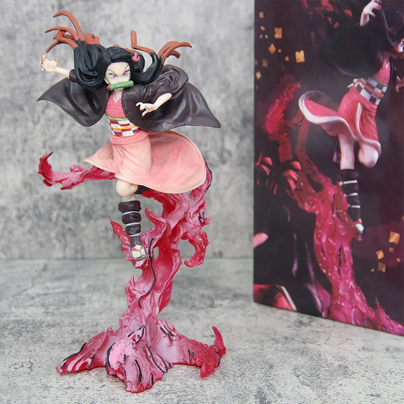 Anime Fighting Kamado Figur Dämonentöter Blood Ghost Technik Kamado Nezuko Figur 24cm Modell PVC Sammlerstatue Spielzeug