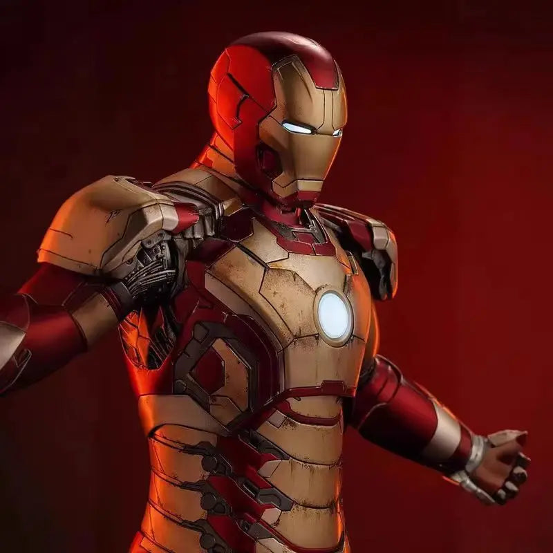 New Product In Stock 1/4 Mk42 Marvel Iron Man Action Figure Statue In Red And Gold Color Scheme Super Cool With Luminous Effect