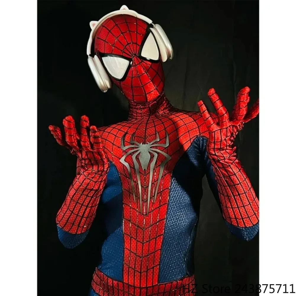 The Amazing Spider-man 2 Jumpsuit with Mask & Shoes 1:1 3D Webs Spider Logo Private Custom Handmade Spiderman Cosplay Suit