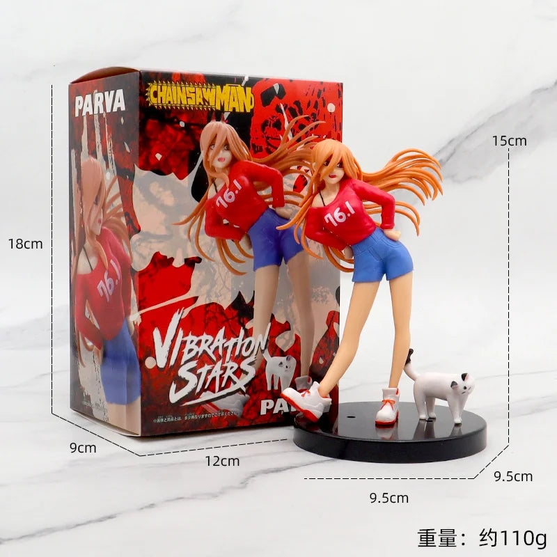 15CM Anime CHAINSAW MAN Figure POWER Sitting Position Anime Model Toys Gifts Collection Decoration Ornaments PVC
