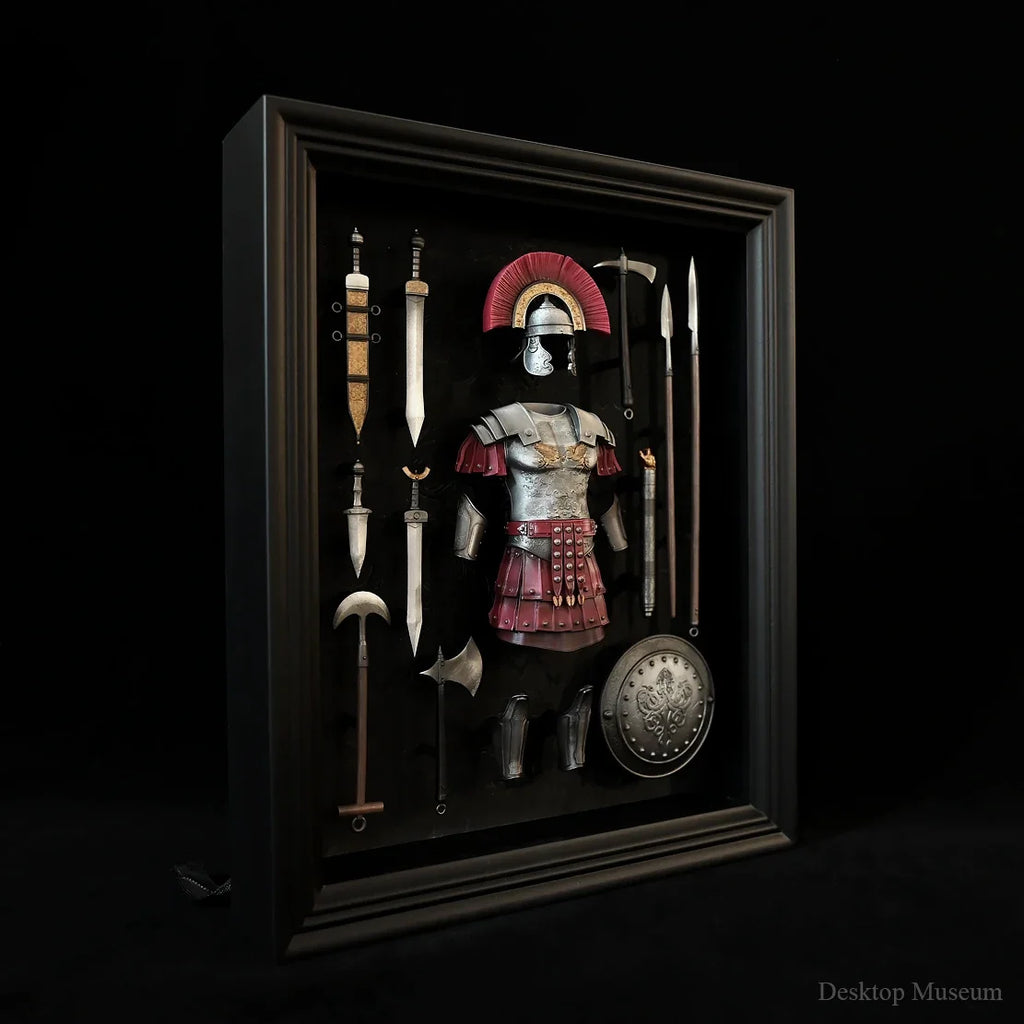 Desktop-Heimdekorationen Harzornamente, Antiker römischer Zenturio-Rüstungsfotorahmen LTCP-351