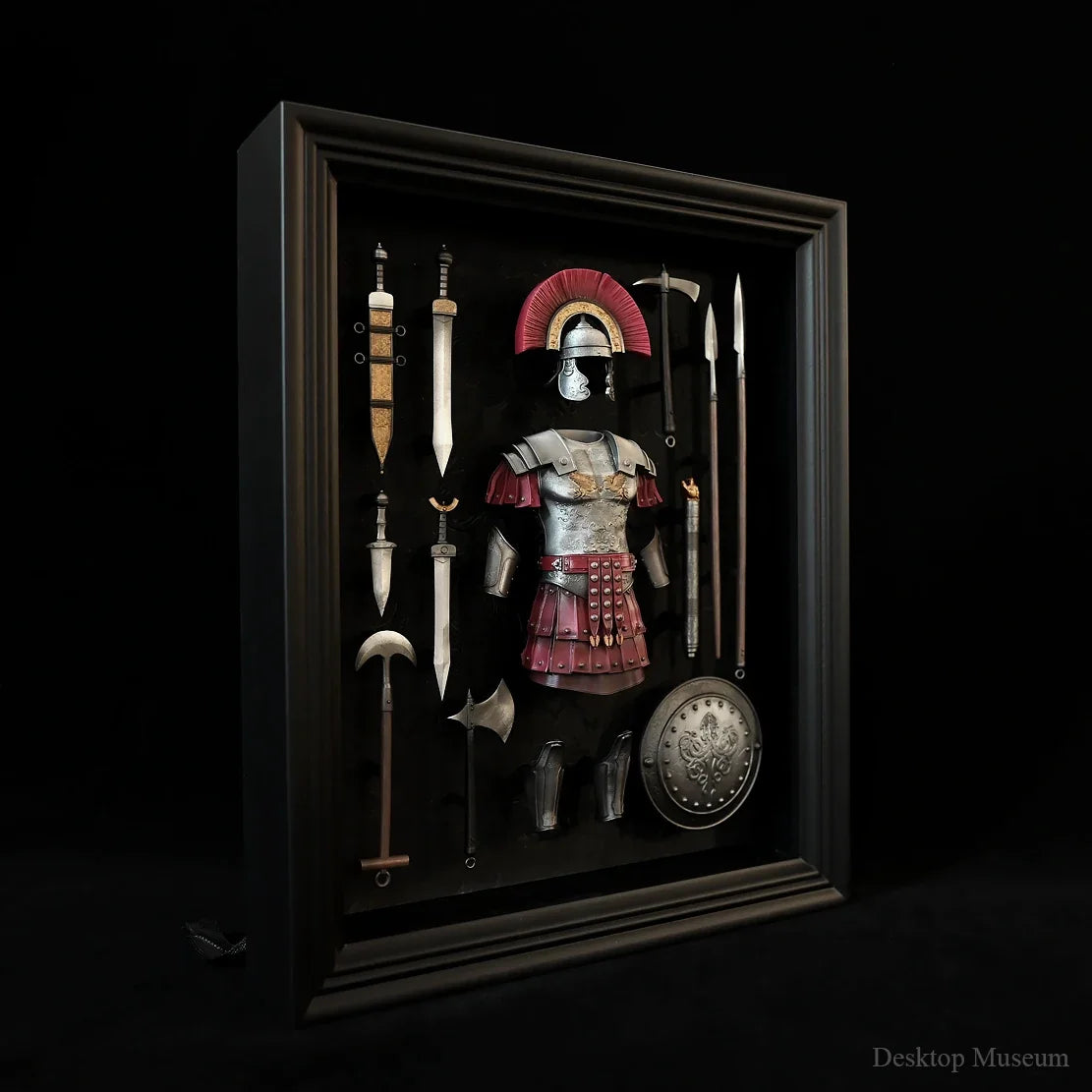 Desktop-Heimdekorationen Harzornamente, Antiker römischer Zenturio-Rüstungsfotorahmen LTCP-351