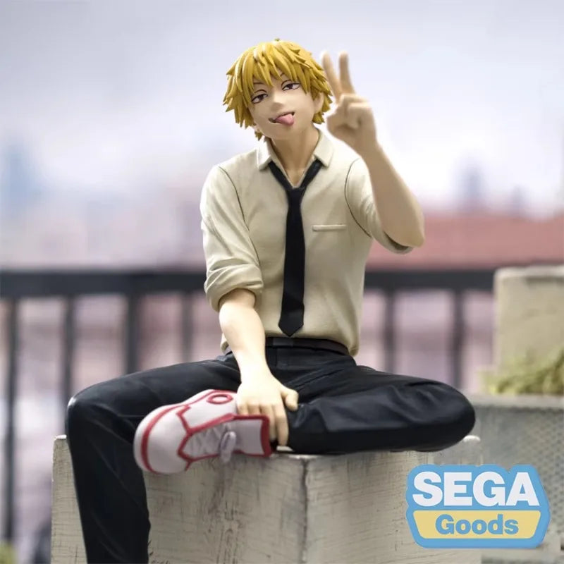 In Stock SEGA Chainsaw Man Denji Sitting Posture 14cm Premium Figure Anime Models Toy Doll Decorative Ornament Collectible