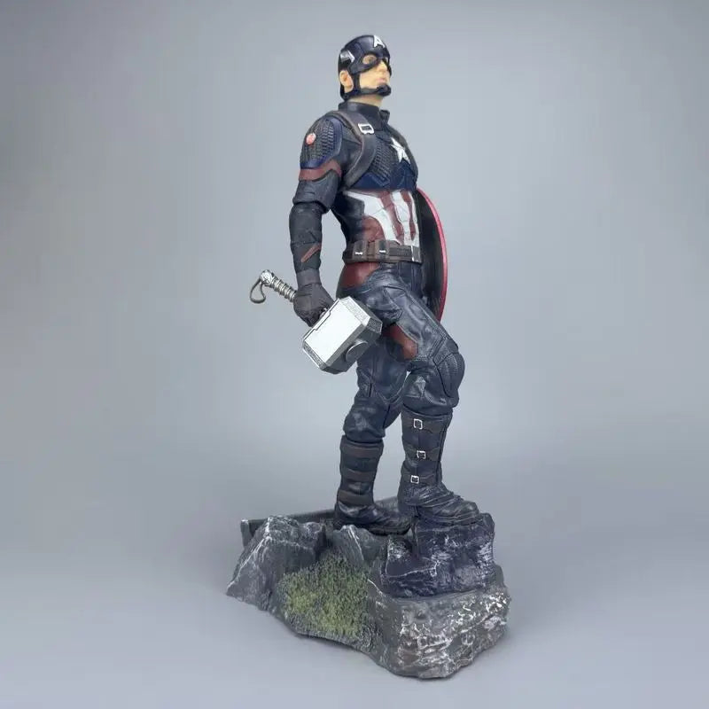 43cm Marvel Captain America Double Head Sculpt Action Figure Avengers Movie Peripheral Statue Desktop Decoration Gift For Men