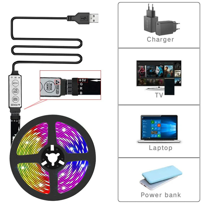 Bluetooth Led Strip Lights Usb For Tv Smart Led Tape Light 5V Flexible Led Lighting Strips 5050 Led Lights Strip For Room