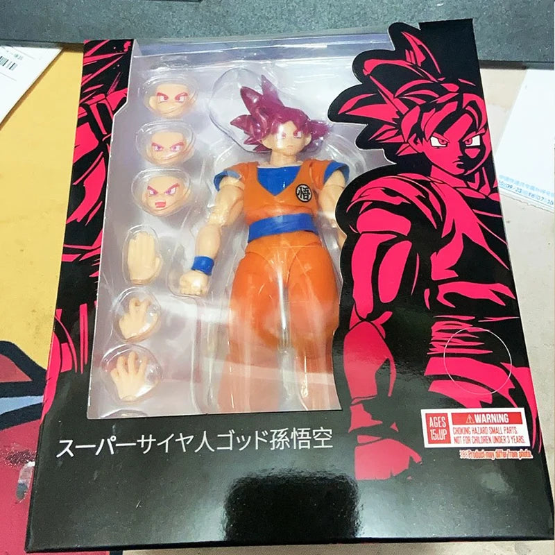 In Stock Shf Dragon Ball Super Saiyan God Son Goku Red and Goku Black Anime Action Figures PVC Collection Model Toys Gift