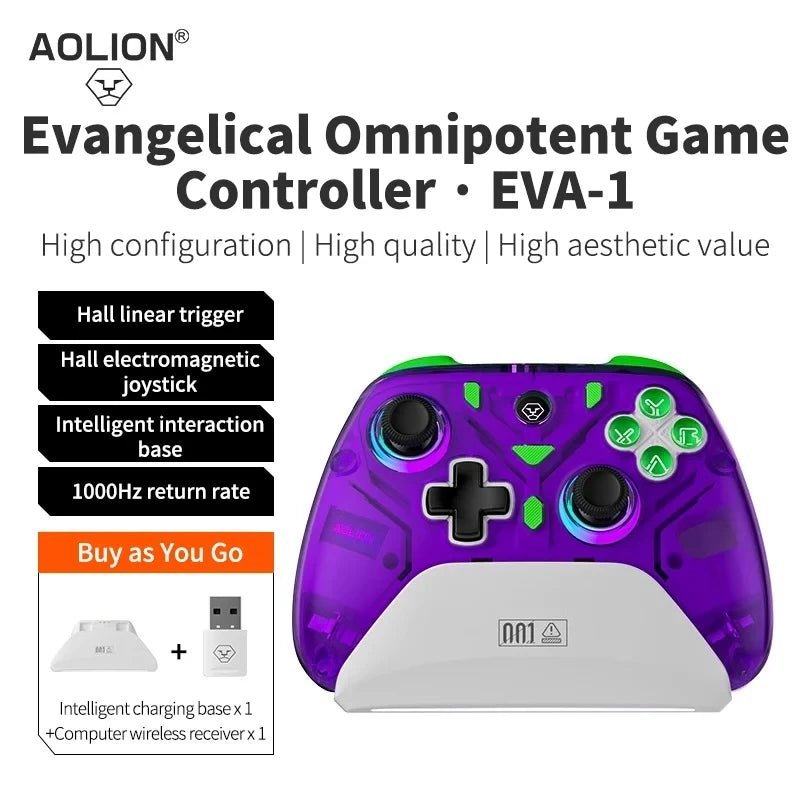 Aolion K20 RGB Wireless Gaming Controller Hall Effect Joystick Trigger For Nintendo Switch 2/PC/Phone With Charging Dock Gamepad