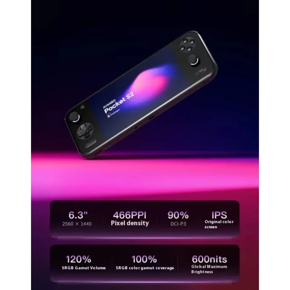 AYANEO Pocket S2 Pro Game Console 6.3Inch 2K IPS Screen Portable Consoles RGB TMR Joystick Hall-Effect Trigger Handheld Console