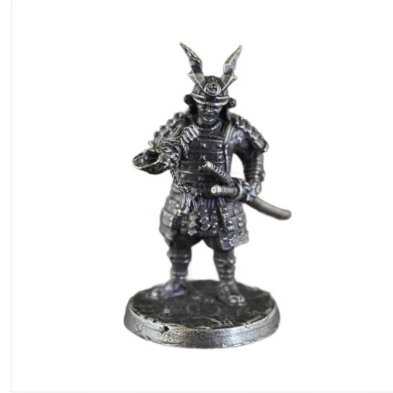 White Copper Japanese Male Soldier Japanese Shogunate Samurai Character Ornament Full Set About 4cm Action Figure Model Toys
