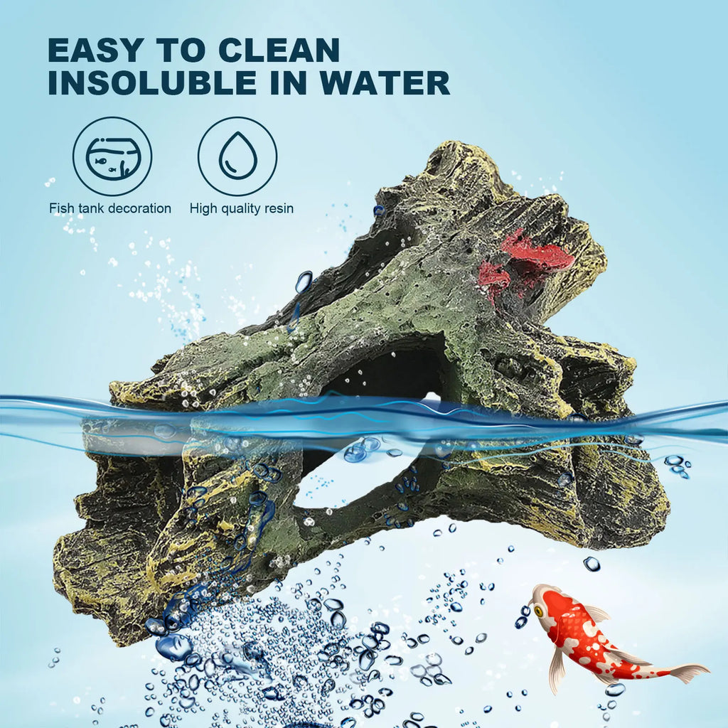 Artificial Landscape Ornament Multifunction Resin Fish Hiding Cave Non-toxic Aquarium Dead Wood Decoration for Fish Tank Decor