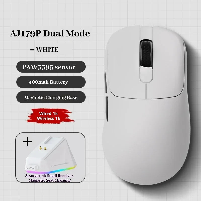 AJAZZ AJ179 Apex Wireless Three-mode Gaming Mouse PAW3395 Sensor 26kPDI Manual Engineering Wired Lightweight Mouse Accessories