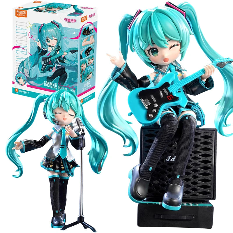 BLOKEES Original Hatsune Miku Q version 17th Miracle Edition Miku Singer Action Figure Joint Mobility Assembly Toy Doll Gift