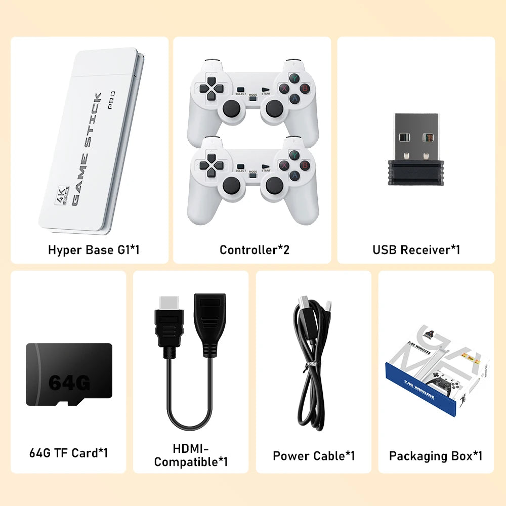 M15 Game Stick Retro Game Console with 30000+Games 4K HD Output for PS1/MAME/NEOGEO/NES/SNES/GBA Plug and Play for PC/TV/Monitor