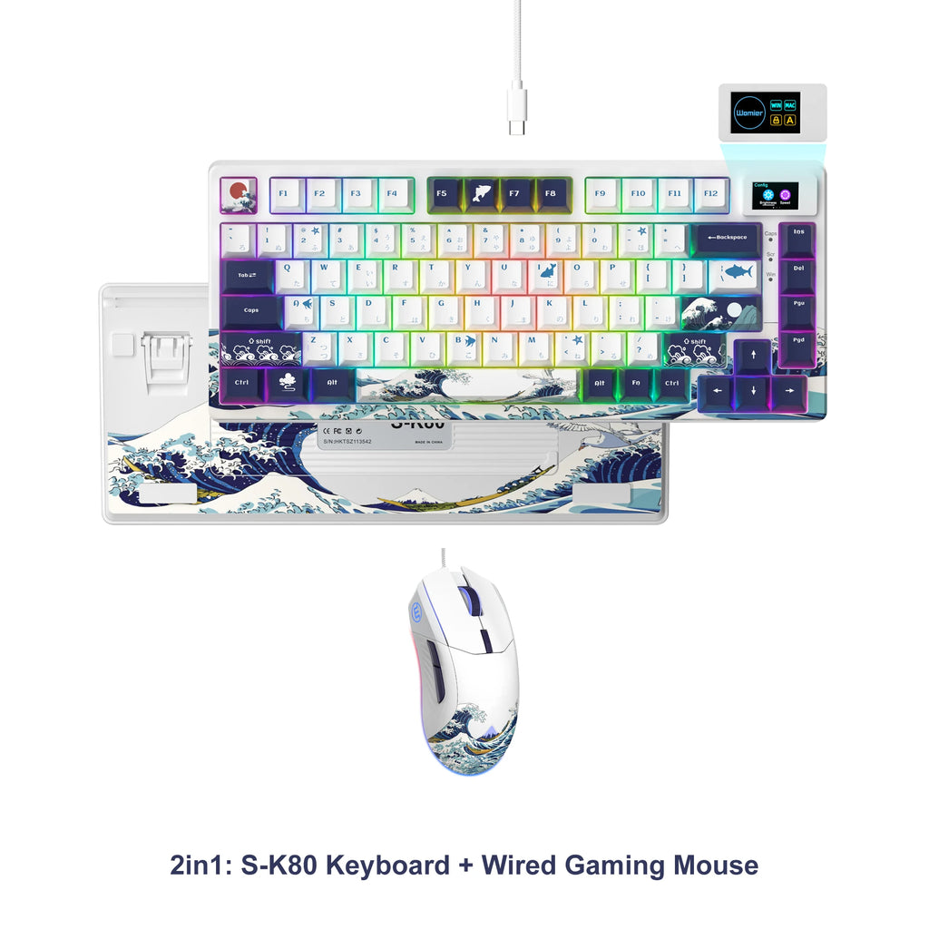 womier SK80 Mechanische Tastatur mit Dichtungsmontage, 81-Tasten-Gamer-Tastatur, 75 % Hot-Swap-RGB-Gaming-Tastatur mit Smart Display für PC